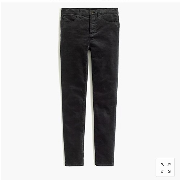J Crew Black Velvet Mid Rise Jean jeans  size 32 pants zip up - Picture 1 of 5